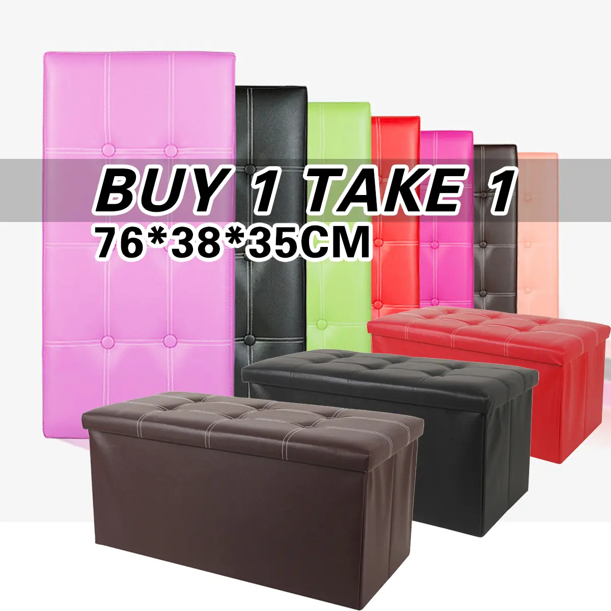 Sofa storage box Rectangular foldable storage stool Box leather