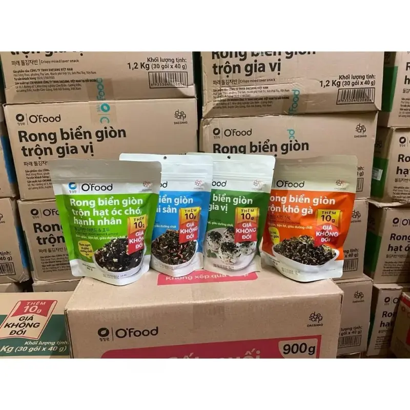 [Combo Mua 3 Tặng 1] Rong Biển Trộn Cơm 4Vị, Hải Sản/Khô gà/Trộn Gia Vị Rong Biển OFood 30g 6