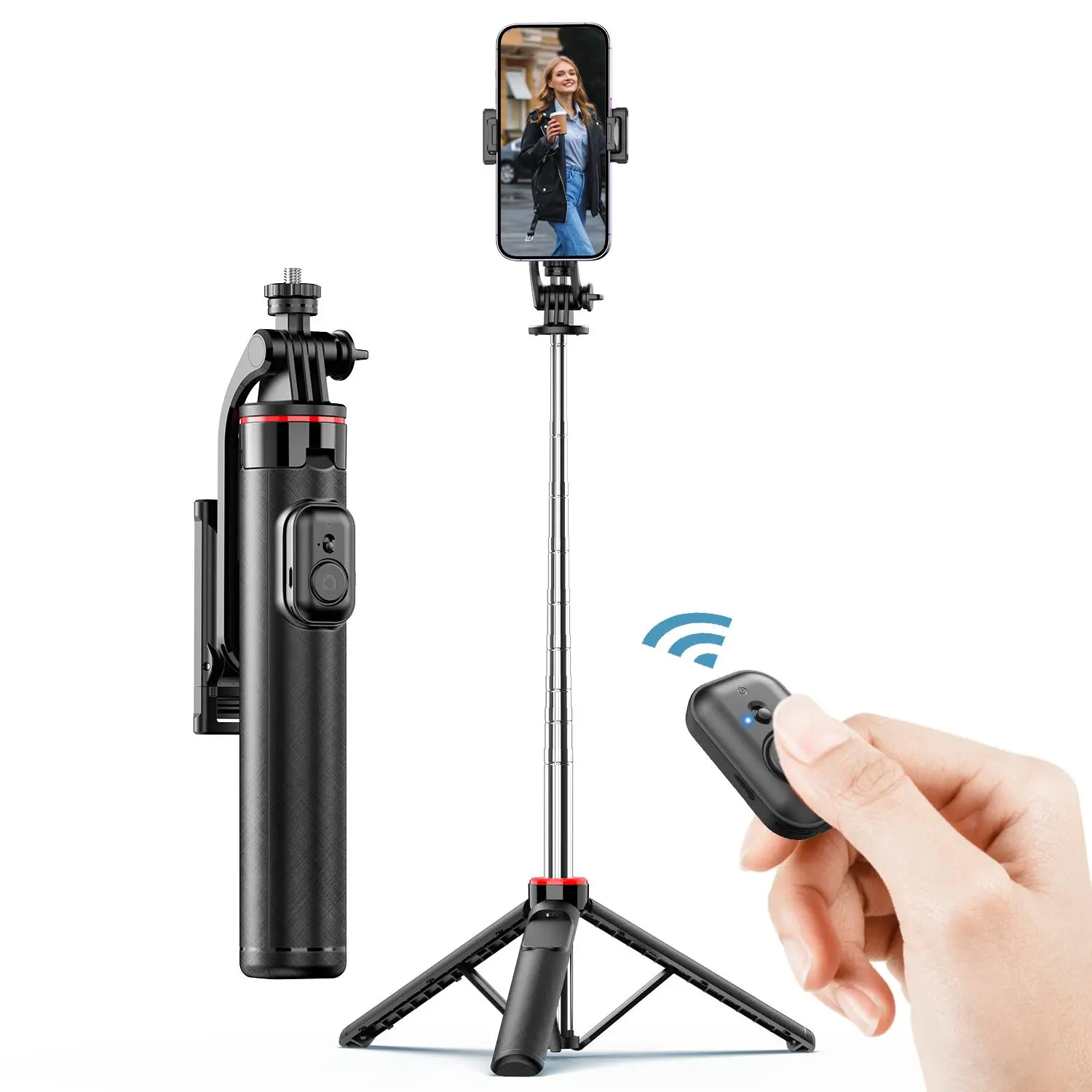 Multifunctional Selfie Stick, 360° Rotatable Phone Holder with Remote Control, Portable Phone Tripod for Android & iOS