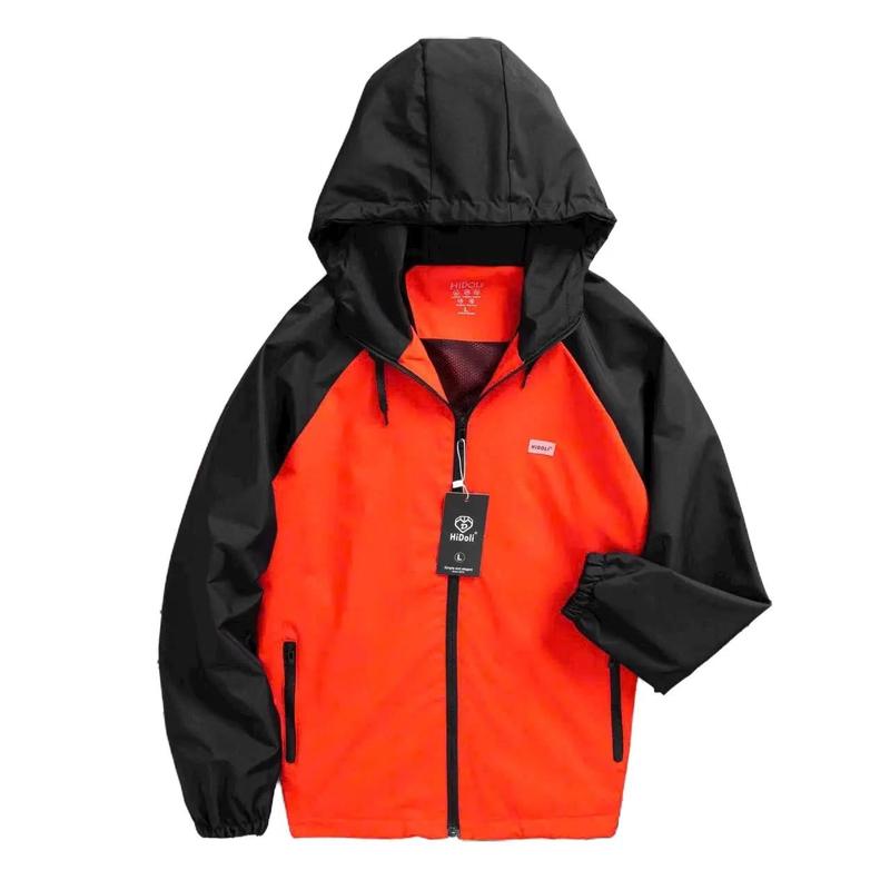 [G3]Áo khoác gió Nam Nữ - bên trong lót lưới,bên ngoài tráng bạc chống nước, mũ liền Menswear Tay Dài 1