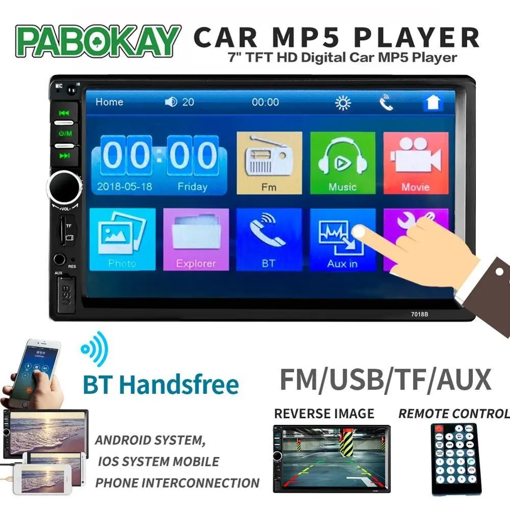 Aksesoris Audio Pabokay Head Unit 2 DIN Car MP5 Player 7 Inch Kamera Belakang - 7018B - Black Viral