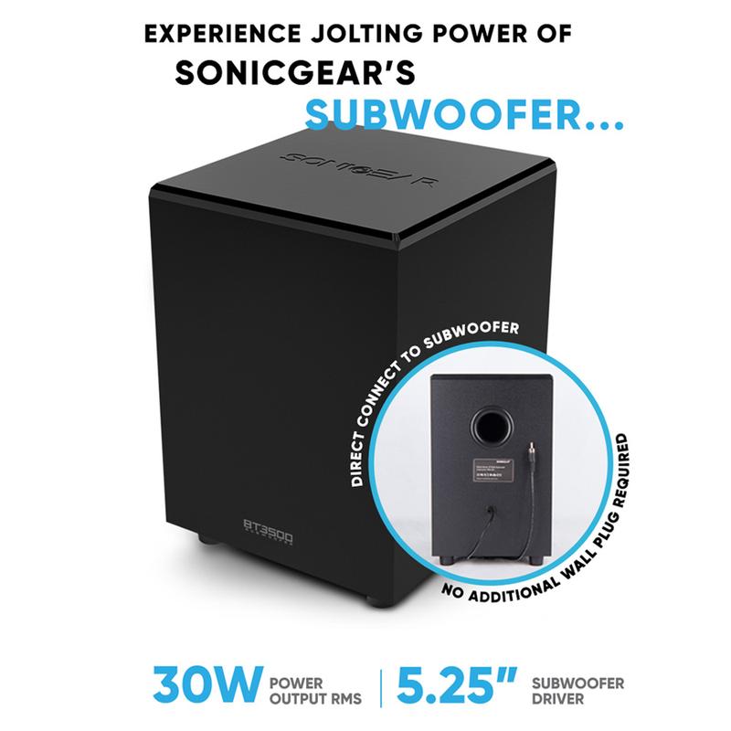 [COD]SonicGear SonicBar BT3500 Soundbar and Subwoofer | Bluetooth 5.0 | FM Radio | USB Playback Speaker Wireless Audio Power Sound Bar Tv 5