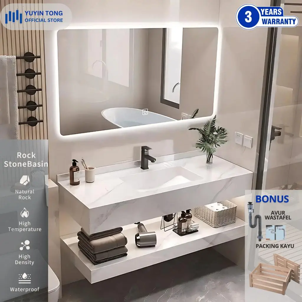 cabinet wastafel kabinet kamar mandi wastafel cabinet Set Rock Beam Stone Kabinet Wastafel Kamar mandi