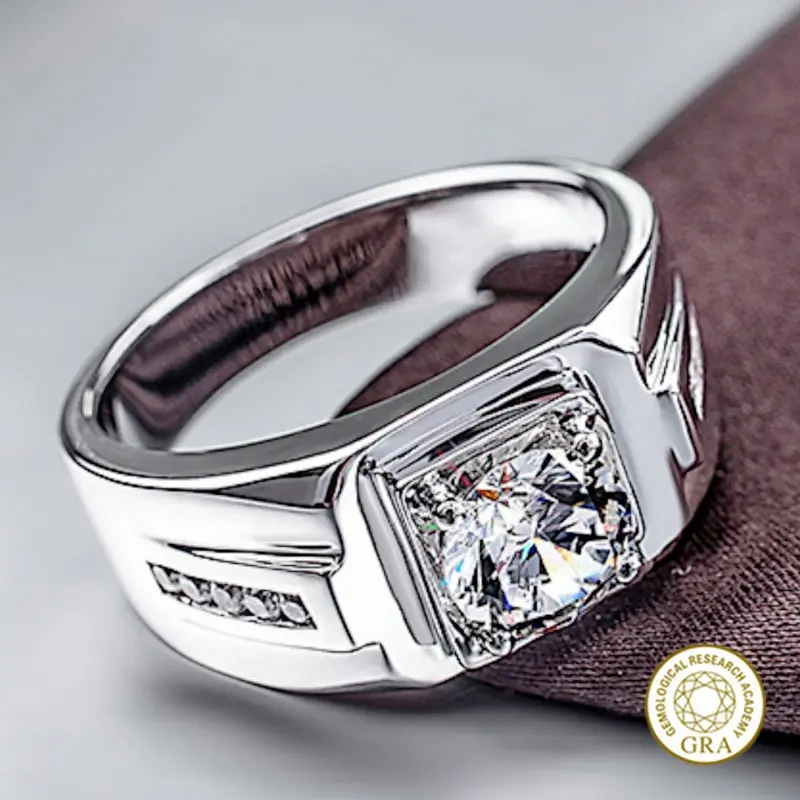 Nhẫn Moissanite, Thời Trang Nam Mới, Mạ Bạch Kim 925, Bán Buôn, Có Giấy Chứng Nhận GRA Đi Kèm
