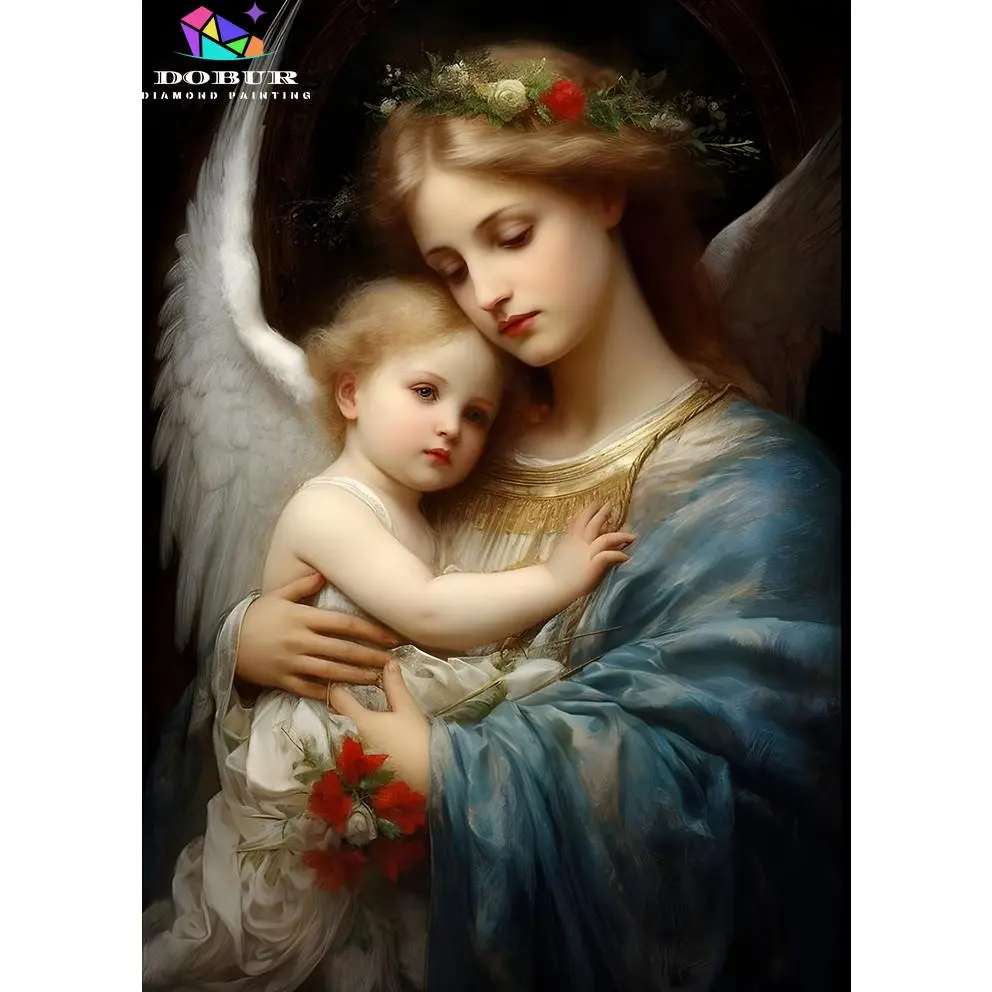 DOBUR 5D Diamond Painting Kit Full Drill Round/Square Madonna and Child 5D DIY Handmade Picture Canvas Gift Art Crafts for Home Decoration Frameless