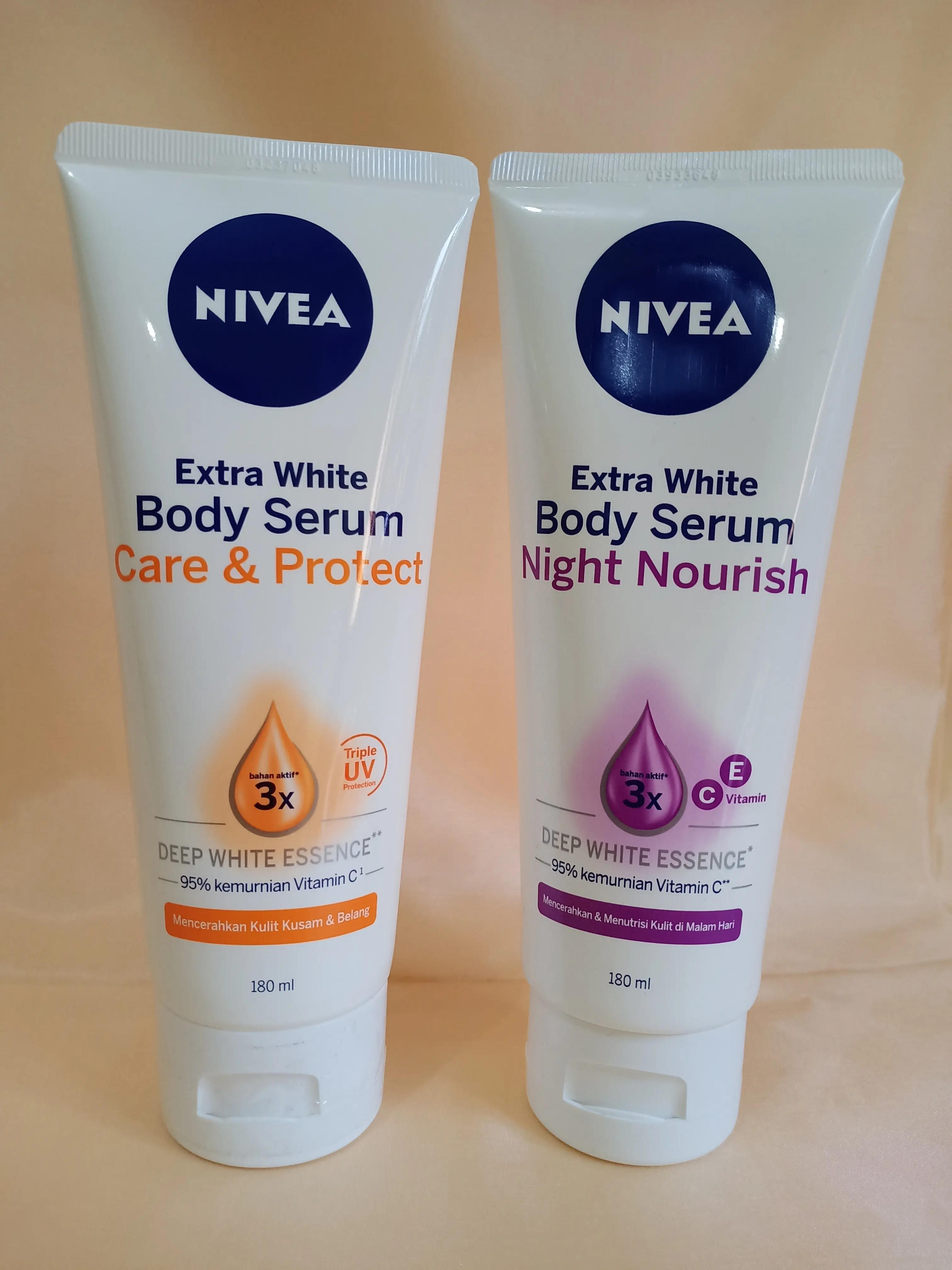 [Paket Pagi dan Malam] Body Serum Nivea Care&Protect dan Night Nourish 180ml