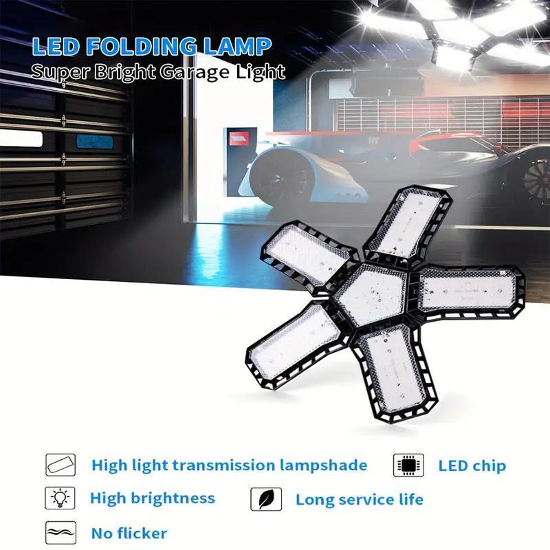 LED Garage Light Bulb, Super Bright LED Shop Light With 5 Adjustable Panels, E26/E27 Screw Socket Deformable LED Ceiling Light 2