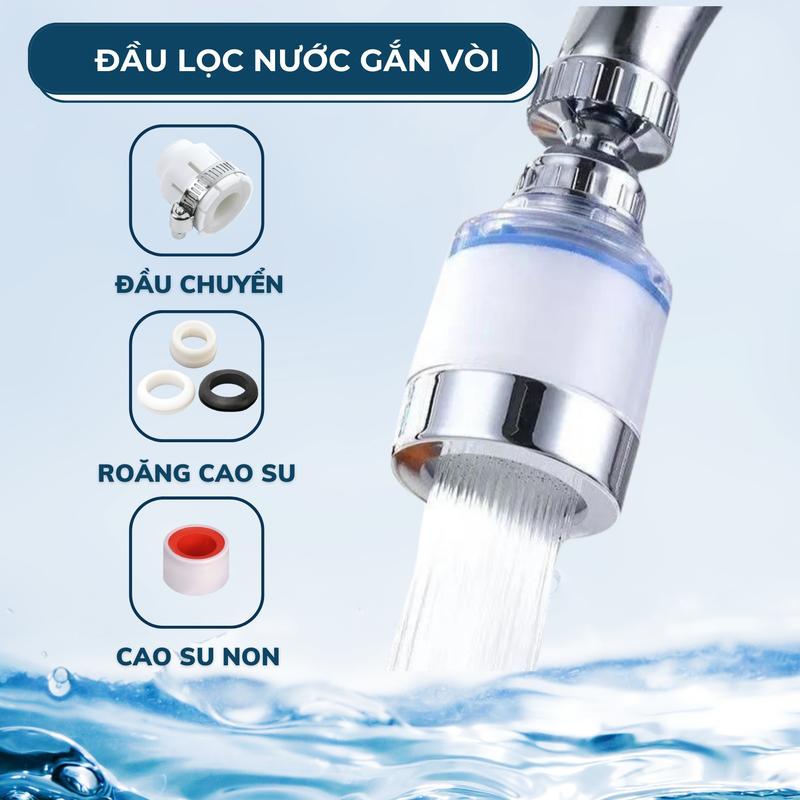 Combo 02 Đầu vòi lọc nước đa năng kèm lõi lọc canxi sunfit thích nghi hầu hết các loại vòi
