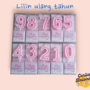 Lilin angka pink cantik