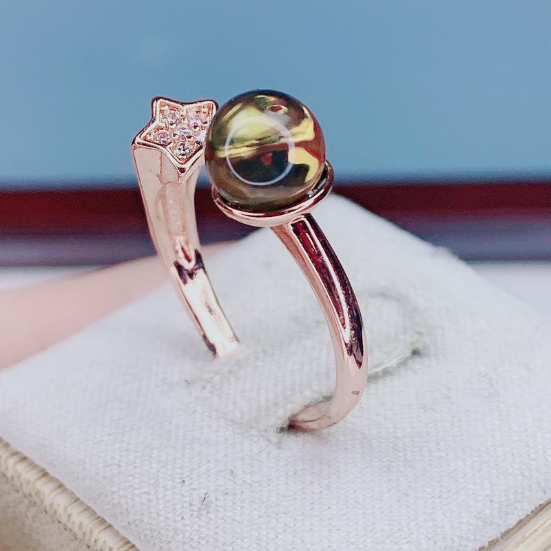 Product Introduction of Premium Amber Blue Amber Women's Ring Star Inlaid Adjustable Open Finger Ring Casual Versatile Direct Sale 3
