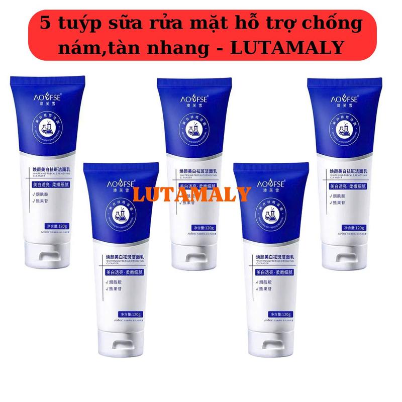 5 Tuýp Sữa Rửa Mặt Aofuxue hỗ trợ chống nám tàn nhang - Sữa rửa mặt AOFUXUE làm sạch bụi bẩn dầu nhờn dành cho cả nam và nữ -LUTAMALY Skincare