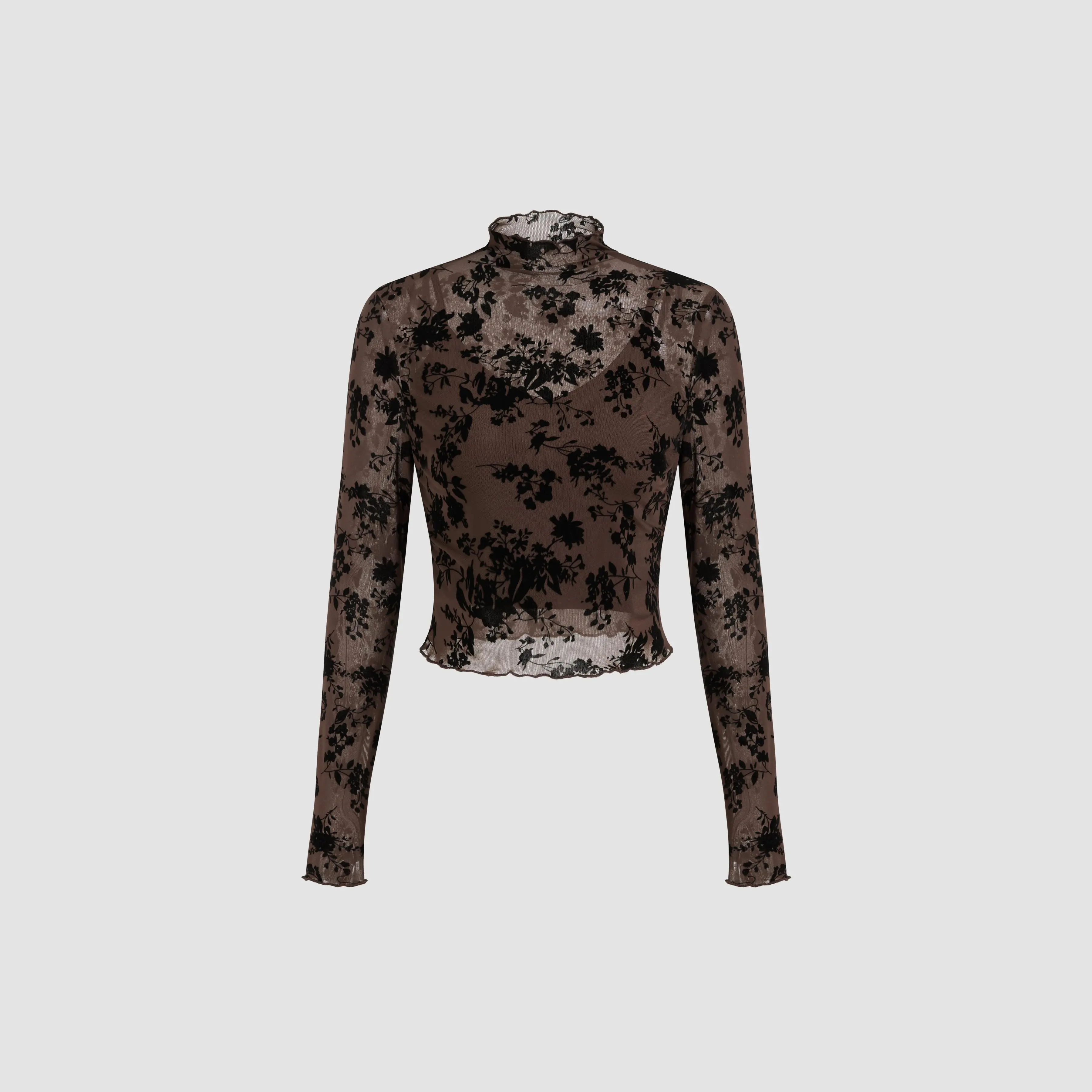Elegant Floral Stringy Selvedge Half A Turtleneck Tops Elegant Floral Stringy Selvedge Half A Turtleneck Tops
