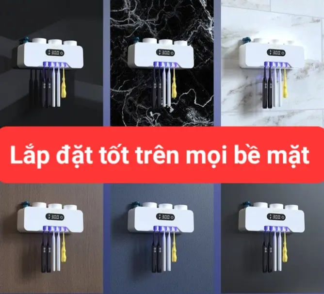 Giá để bàn chải khử khuẩn bằng tia UV kết hợp sấy khô (BH12tháng) tặng bộ nhả kem đánh răng auto SMART_STORE Đựng Bàn Chải 2