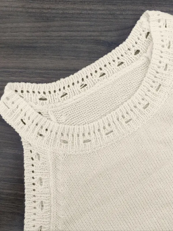Women's Plain Hollow Out Sweater Vests, Casual Sleeveless   Knitwear for Summer, Fashion Women's Knit Clothing for Daily Wear 6
