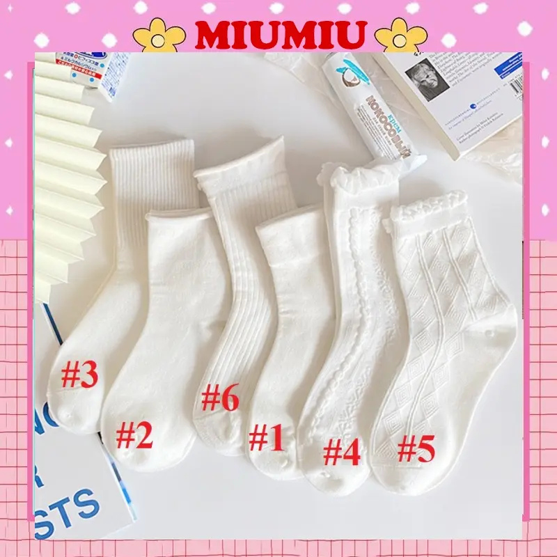 Tất cổ cao, vớ cổ cao nữ trắng vải cotton M08 0