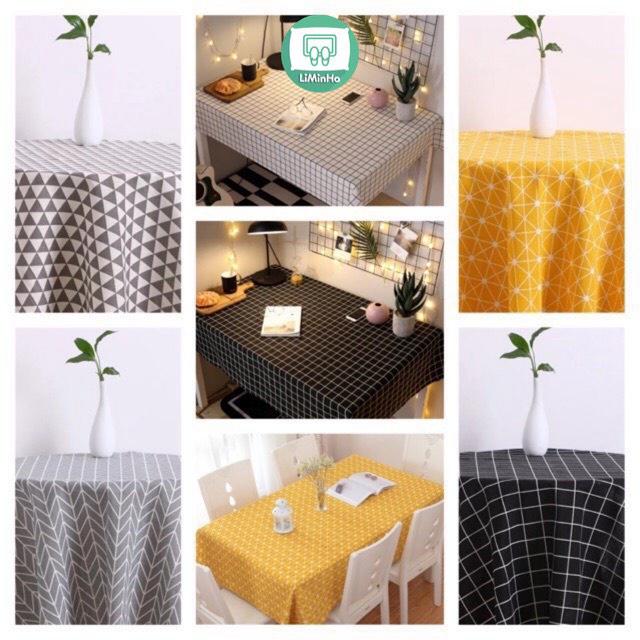  Khăn trải bàn vải kẻ caro vải vân gỗ vải báo chí nhiều kích cỡ 