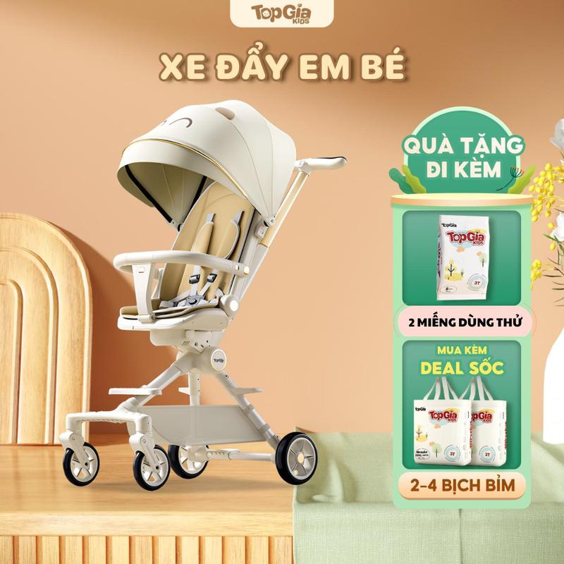 [Full phụ kiện + kèm bỉm] Xe đẩy gấp gọn M07-01 TOPGIAKIDS, linh hoạt điều chỉnh xoay 2 chiều, mở rộng 175 độ, có khóa an toàn và tựa lưng chống gù cho bé trên 6 tháng, xe đẩy du lịch tiện lợi ĐC