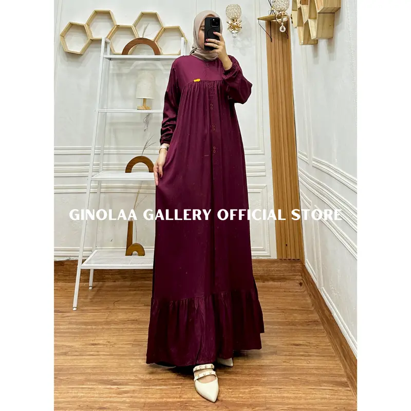 GAMIS TERBARU | BAHAN RAYON TWILL PREMIUM | GERANIUM DRESS Muslim Dewasa Crinkle Wanita Lebaran Remaja 2