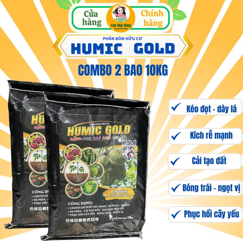 Combo 2 Bao Humic Gold - Phân Bón Hữu Cơ nguyên liệu Nhập Khẩu - Chuyên Kích Thích Rễ Cải Tạo Đất Phục Hồi Cây