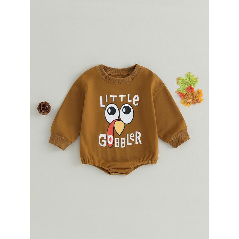 Baby Sweatshirt Rompers Thanksgiving Letter Print Long Sleeve Jumpsuit 8
