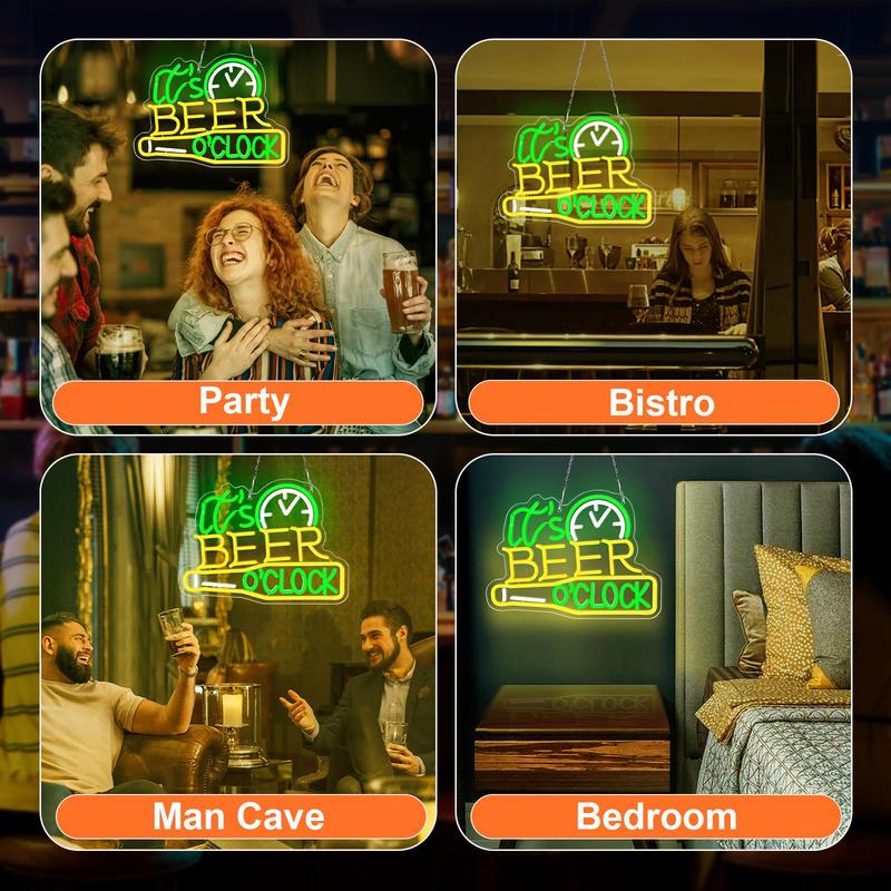 Product Introduction of It's Beer On The Wall Design Neon Sign, LED Neon Light with 2 Clear Hook, Decorative Neon Sign for Home Party (Battery Required, without Battery) 18