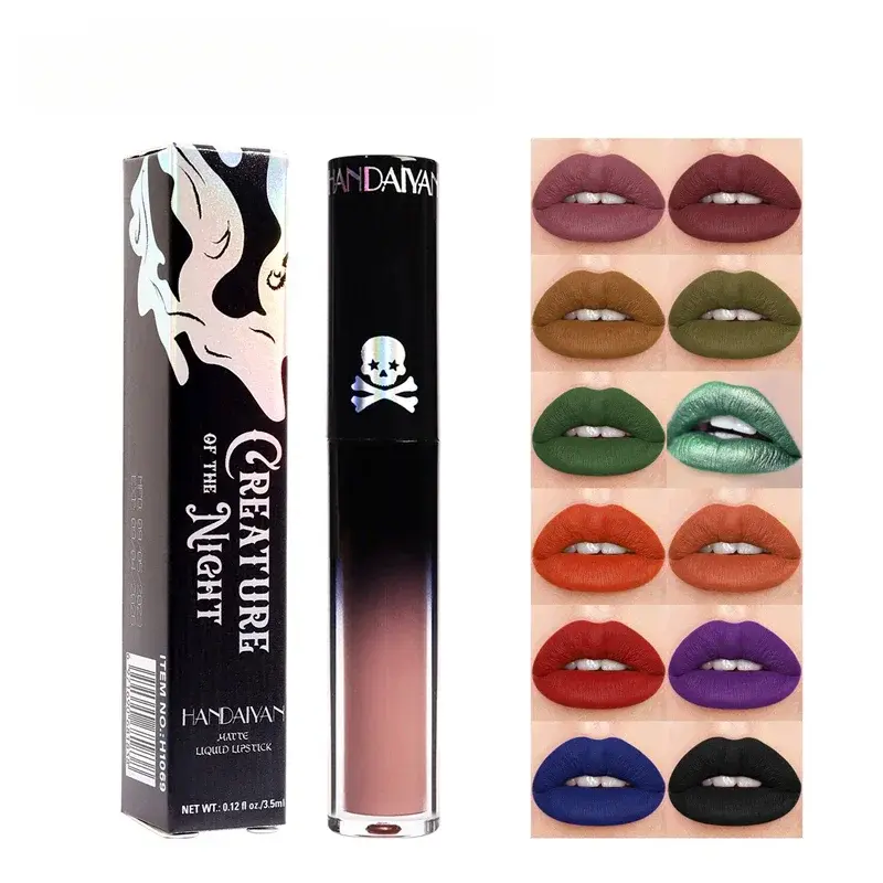 Black Green Purple Lipstick Christmas Halloween Lip Makeup Tint Moisturizing Waterproof Matte Lipstick Waterproof Lip Pigment Color Gloss Lipgloss Cosmetic Moisture Moisturizer Hydrate Lip Care
