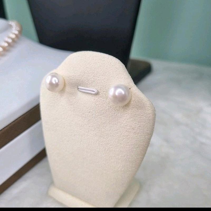 bông tai Ngọc Trai Thật nụ 7_8ly chuôi nhựa ( nt thật có vết sinh trưởng tự nhiên)