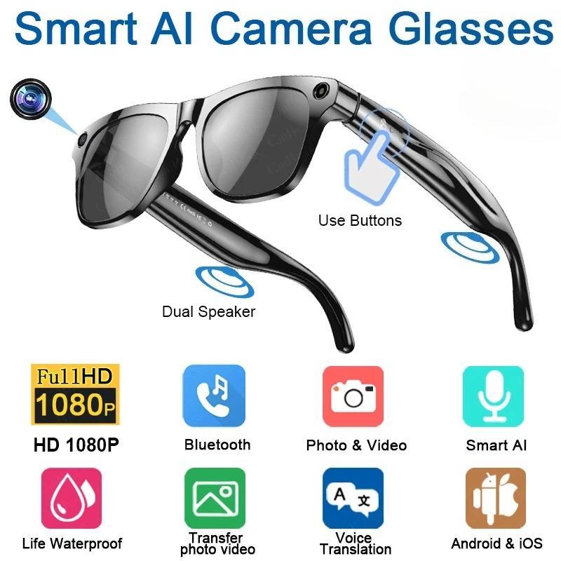 AI 2026 High Quality Upgrade Smart Glasses 100MP HD Camera 4K Video Bluetooth Call ChatGPT Portable with 260mAh Battery LED Flashlight Audio Recording IP65 Waterproof