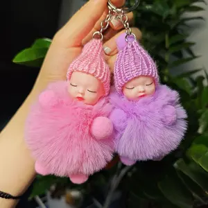 Gantungan Tas Boneka Tidur Bulu - Aksesoris Mobil & Tas Imut untuk Anak Perempuan