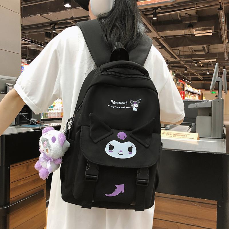 School Sanrio Kuromi Backpack Polyester School Bag Accessories Student Gift 3