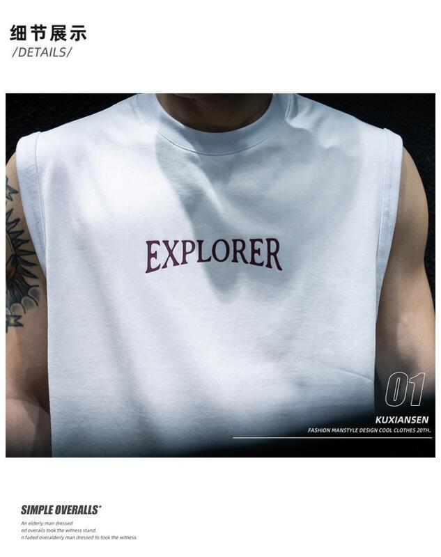 Product Introduction of Summer Sleeveless T-Shirt Vest For Men, Loose And Trendy Brand Ins, Large Size, Camisole, Half Sleeved, American Sports Short Sleeved T-Shirt 4