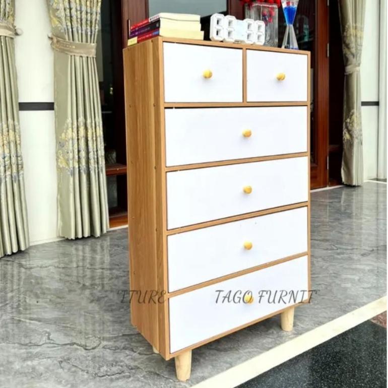 Tủ gỗ - Tủ nội thất phòng khách 6 cánh phong cách Bắc Âu hiện đại. Tủ để đồ 2 màu 6 ngăn tiện dụng. Gỗ MDF phủ metamine