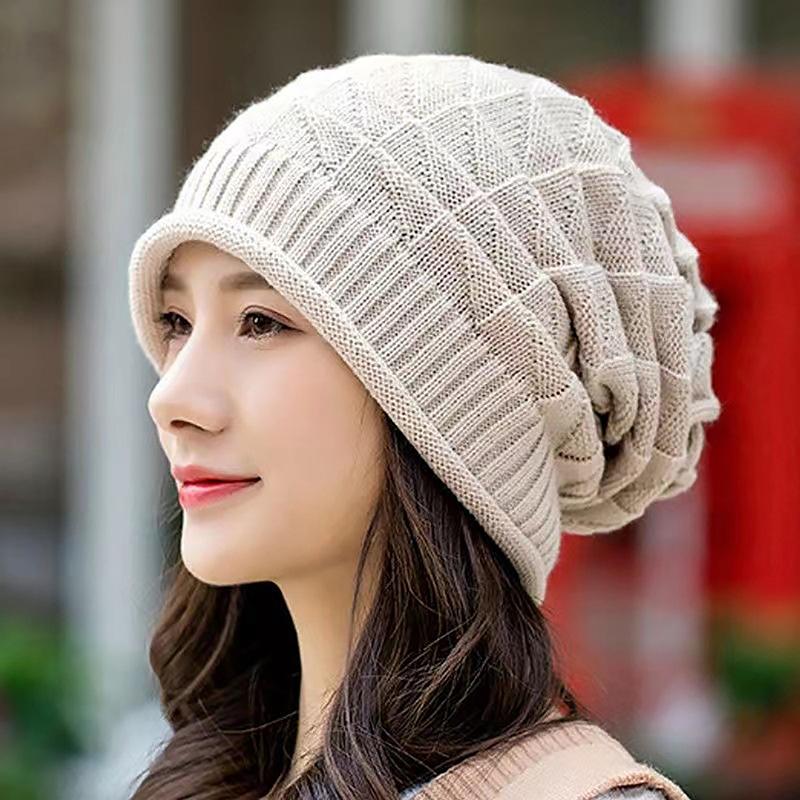 Product Introduction of Winter Knitted Beanies Hat For Women Baggy Slouchy Solid Wool Cap Fashion Outdoor Warm Bonnet Hoods Female Snow Ski Warmer 14