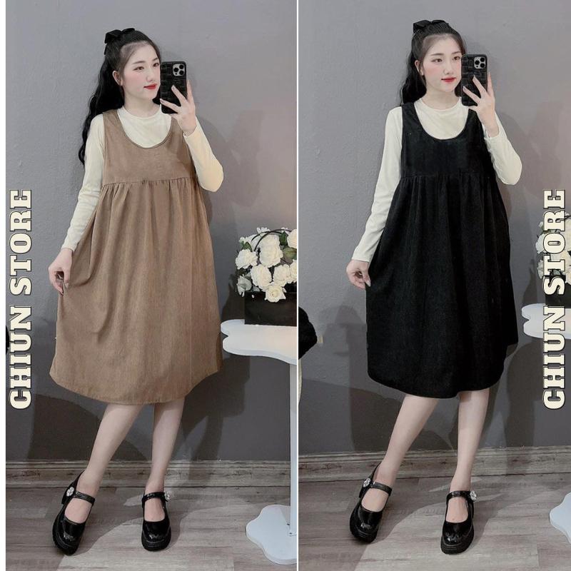 Sét Yếm Bầu, Sét Đầm Bầu Công Sở Thu Đông Dài Tay Ấm Áp Xinh Xắn M827 Váy Bầu