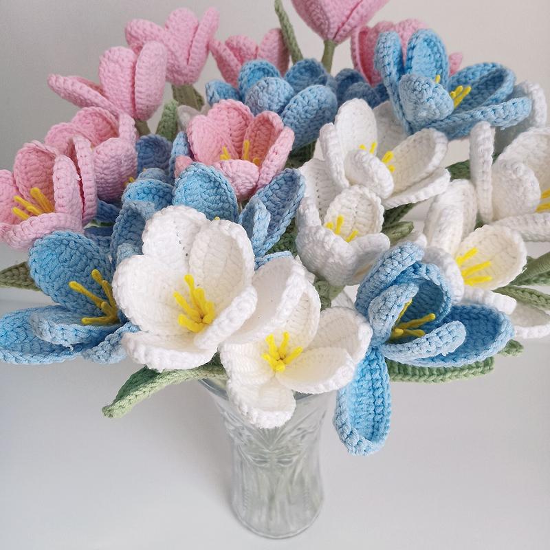 Product Introduction of Finished Hand-Knitted Tulips Bouquet Handmade Crochet Fake Flowers for Wedding Home Table Decorate Handmade Valentine's Gift 17