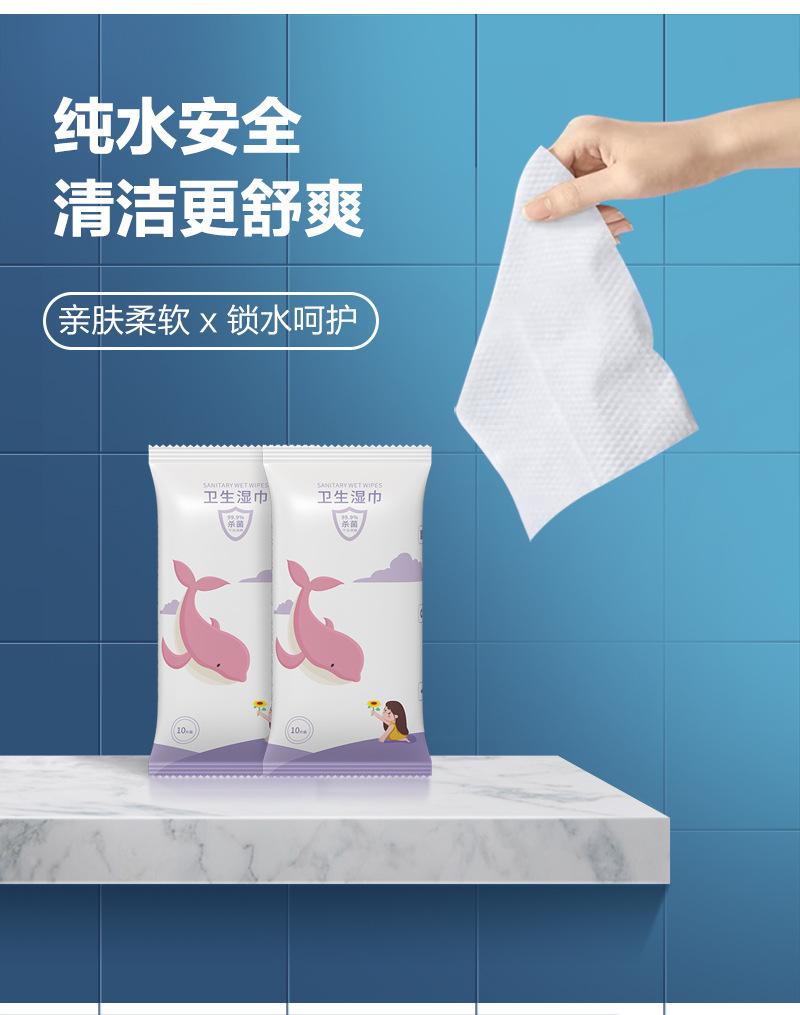 Product Introduction of Wipe Sweat and Wash Face Wipe Small Bag Sterilization Disposable Mono-Sheet Tape Portable Single-Piece Package Disinfection Wet Tissue 6