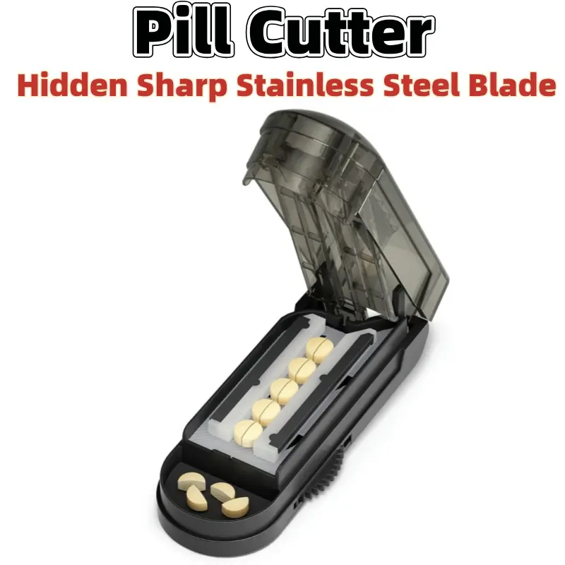 Pill Cutter Splitter for Small Pill/for Cutting Multiple Pills at a Time in Half,with Hidden Sharp Stainless Steel Blade