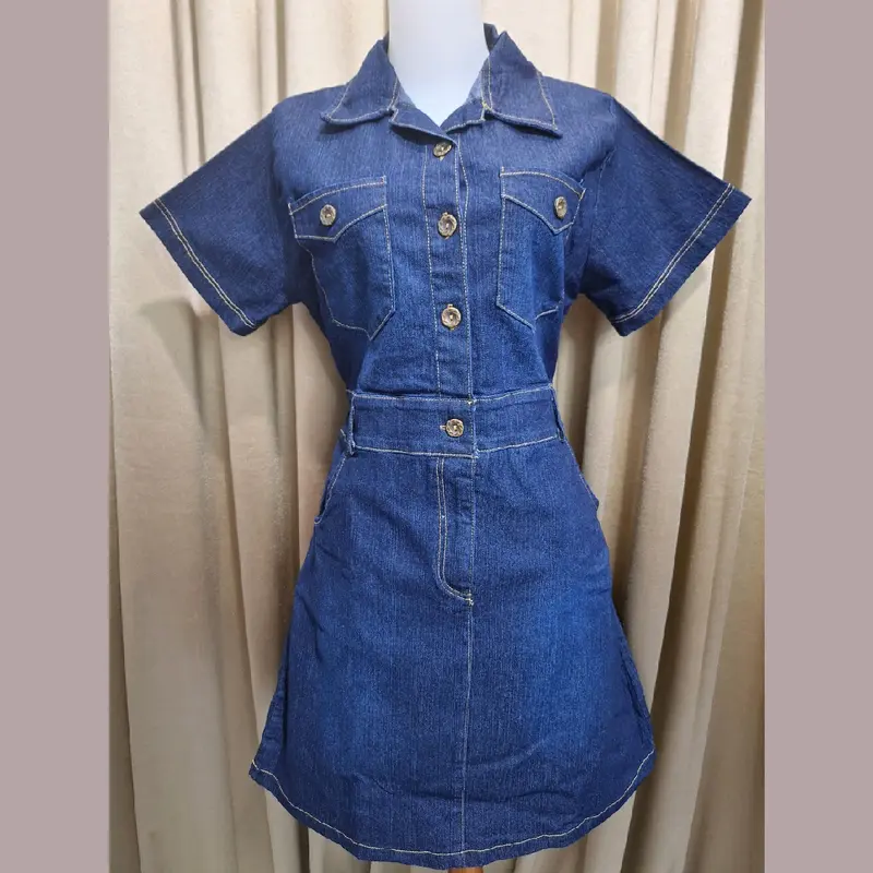 Dress Jeans Wanita Full Kancing Aktif Bisa Busui V-17 2