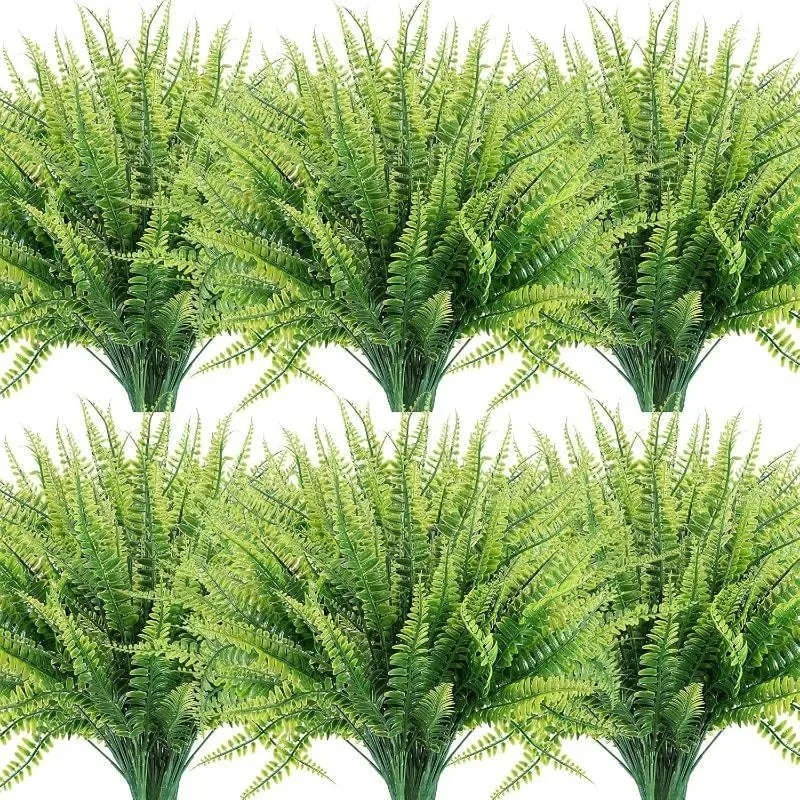 Artificial Fern Leaves, Fake Boston Fern Leaves, Outdoor UV-Protection Non-fading Leaves, Decorative Flowers for Home Party Wedding, Plants, Artificial Trees, Garden Decorations, Decoration Items 2