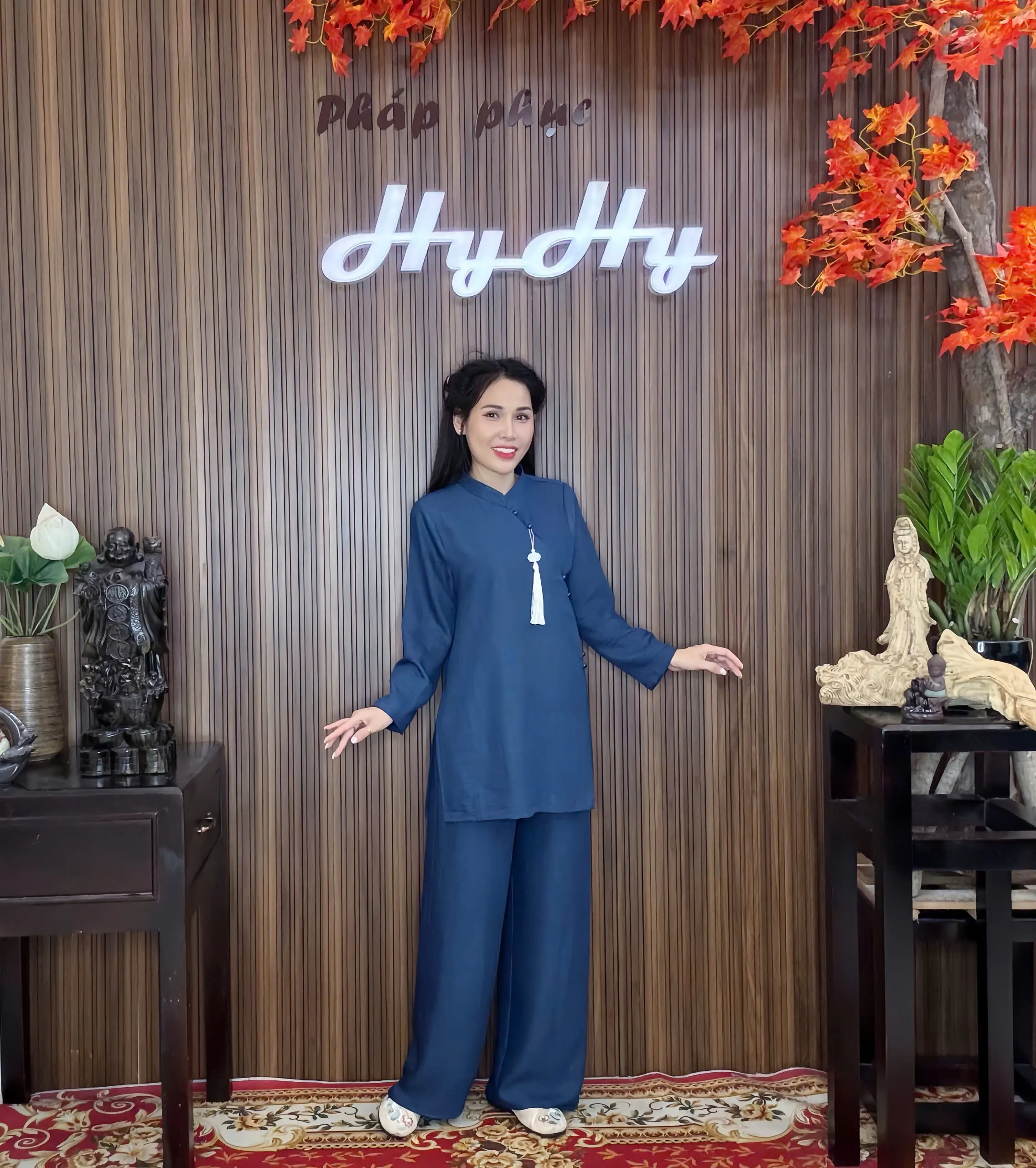 HyHy House - TIỂU THANH Bộ Pháp Phục Đi Chùa  Nữ Bigsize Xẻ Tà Kính Đáo Thanh Lich