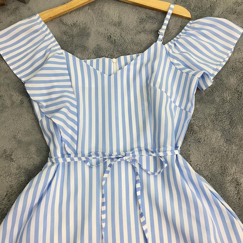 Sét Đồ Gia Đình FigTree ( Sét giá 1 sp) - Áo Sơ Mi Nam Và Váy Nữ Họa Tiết Sọc Xanh (Mã Số 171 ) Chất Cotton Mềm Mịn, Thoáng mát - Nam ko Kèm Quần 4