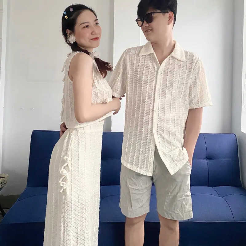 Set đồ đôi 3 món đi biển đi du lịch xinh form maxi dài - YH Couple Shop Nữ cặp 1
