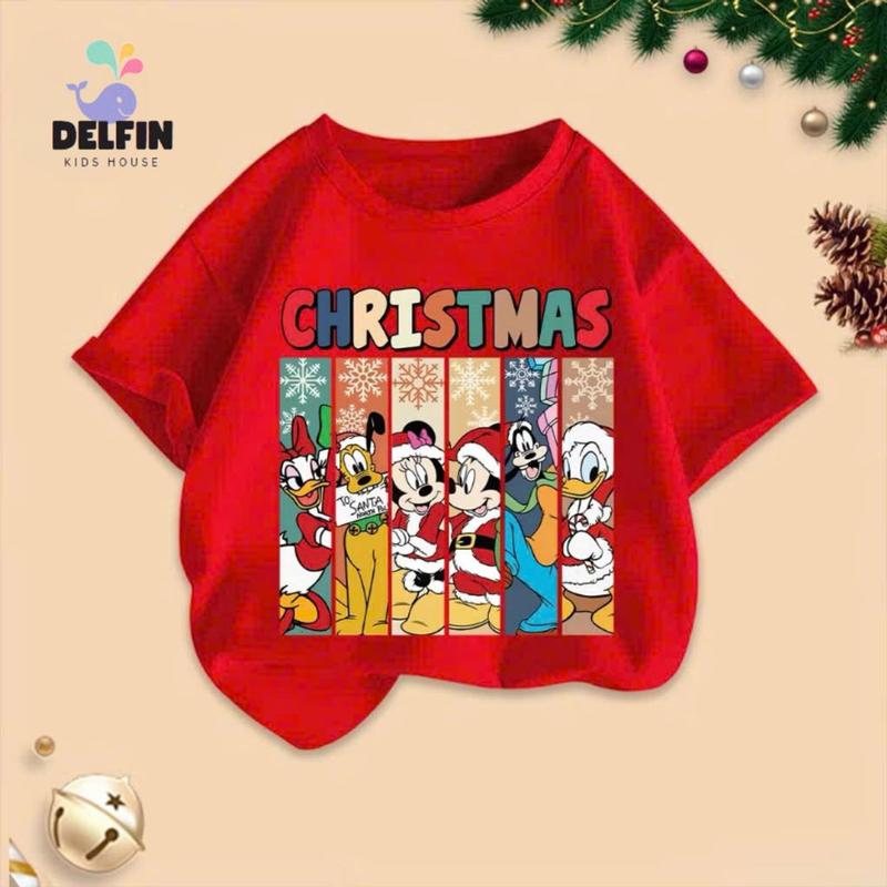 Áo thun bé gái, bé trai ngắn tay Noel Merry Christmas Delfinkid cotton 4 chiều chính phẩm từ 10-30kg 6