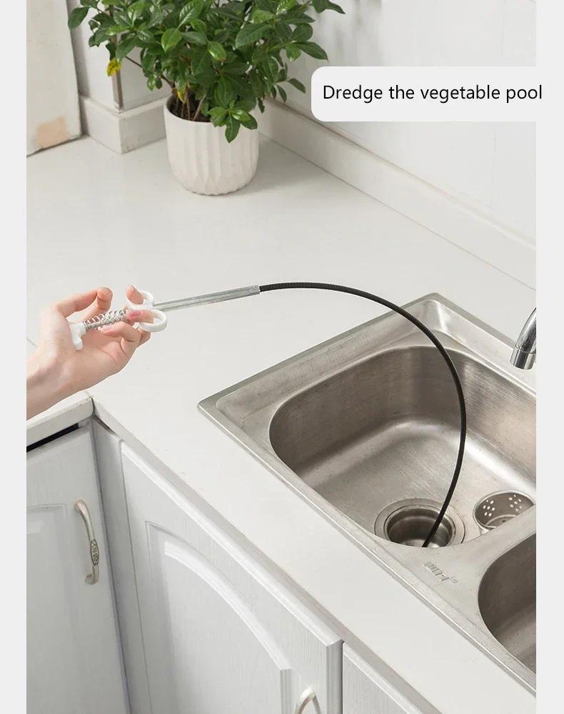 Product Introduction of 160cm Toilet Snake Tube Unblock Bathroom Sewer Dredge Anti-Clogging Tool Telescopic Flexible Pickup Claw Reusable Drain Cleaners 51