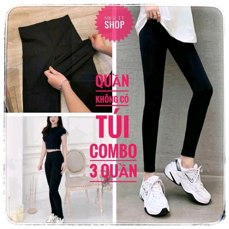 combo 3 quần dài legging ôm gọn lưng cao Nữ Đen Cạp Cao Women quần không có túi