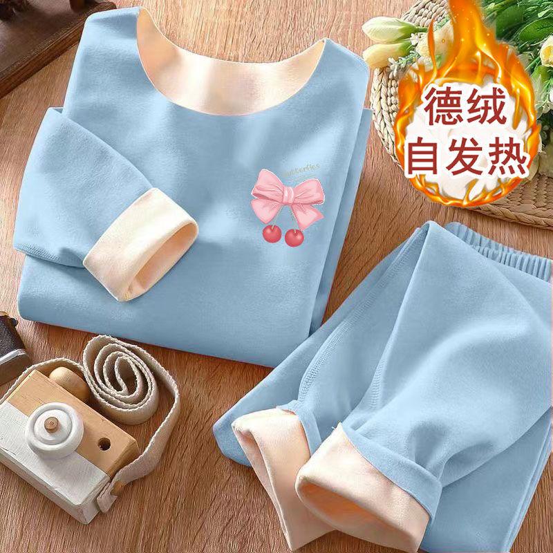 Bộ Đồ Nhung Hai Mặt AB, Dành Cho Trẻ Em, Thích Hợp Cho Bé Trai Và Bé Gái, Đồ Lót Giữ Nhiệt Không Đường May, Dành Cho Trẻ Em Trung Bình Và Lớn, Đồ Lót Dài Johns, Bộ Hai Mảnh 5