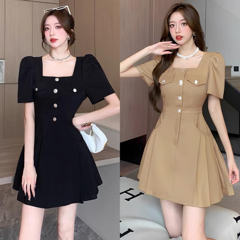 [Xả Kho] Thời Trang Bigsize Váy Đi Tiệc Cho Nữ Vải Lnin Cao Cấp Thanh lịch 50 - 100Kg Dress Đầm Xếp Ly Denim Women Đen - A.1248