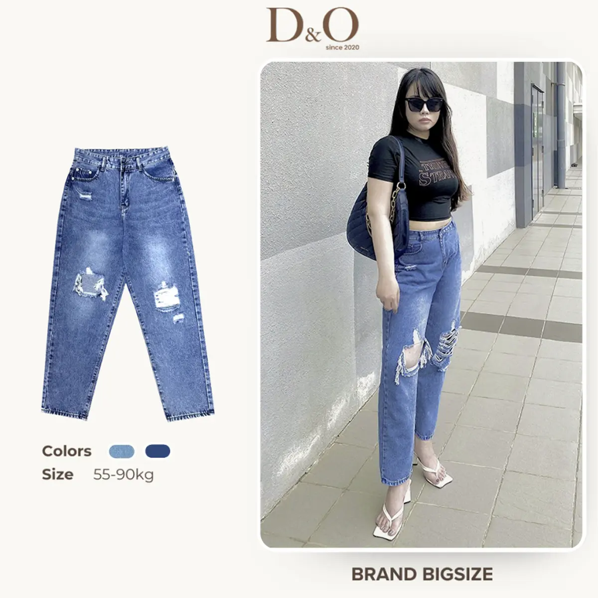 Quần Baggy Jean Nữ Bigsize 55-88kg Dáng Dài Quần Baggy Rách Thời Trang 3117/ 3118 Lưng Siêu Cao Đứng Form Không Giãn
