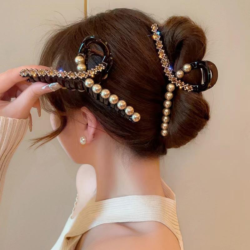  Kẹp Tóc Cao Cấp Phong Cách Ladylike Cổ Điển Hạt Thiết Kế Mới Sau Đầu 
