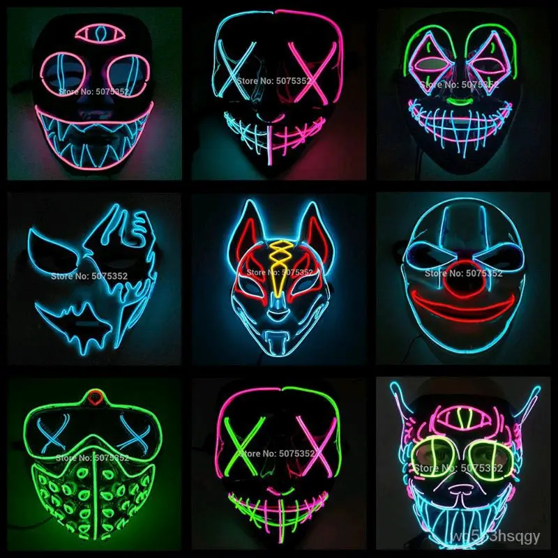 topeng LED TOPENG LAMPU castem varian random Halloween Plastik Remaja Anak